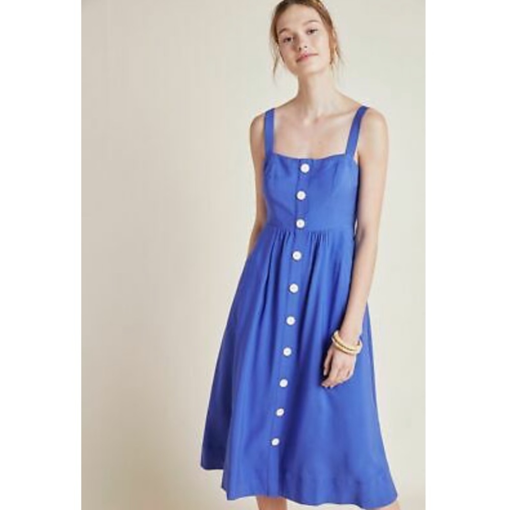 Anthropologie Maeve Rosemary Indigo Midi Dress